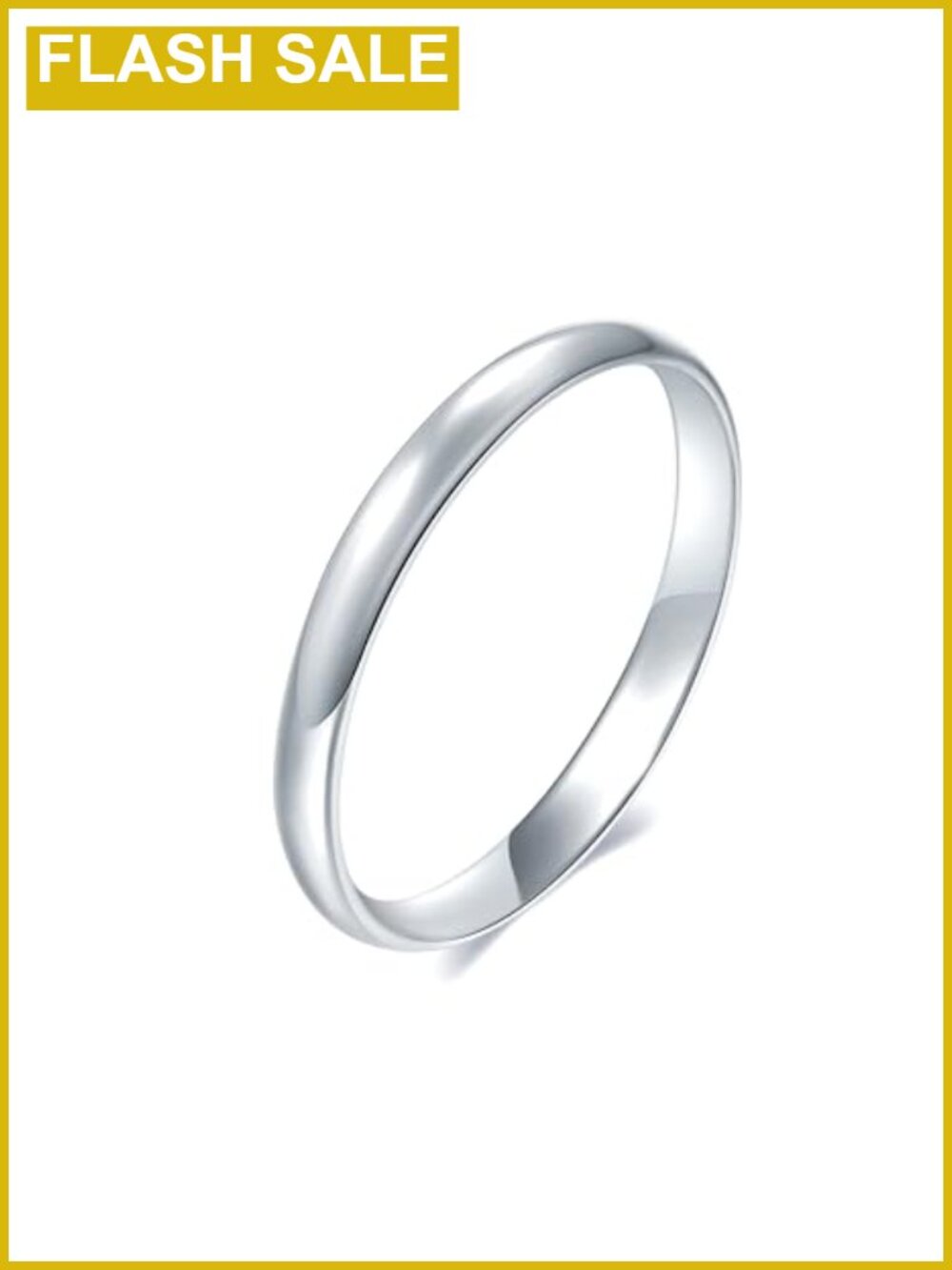18K White Gold Plated Dome Band Ring Wedding Stackable Dainty